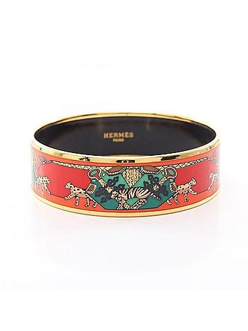 Hermès Hermes EMAGLE GM Bangle Accessory, Gold Plated (GP), Cloisonné Enamel, Women's, Tones, Orange Multicolor (view 1)