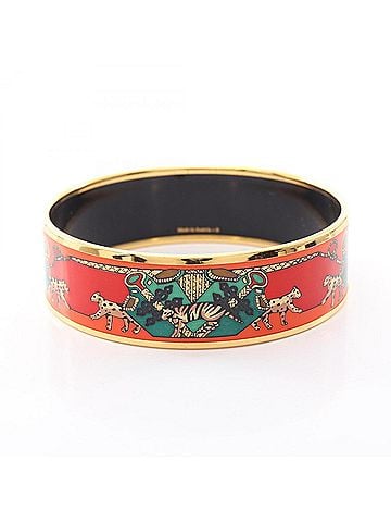 Hermès Hermes EMAGLE GM Bangle Accessory, Gold Plated (GP), Cloisonné Enamel, Women's, Tones, Orange Multicolor (view 2)