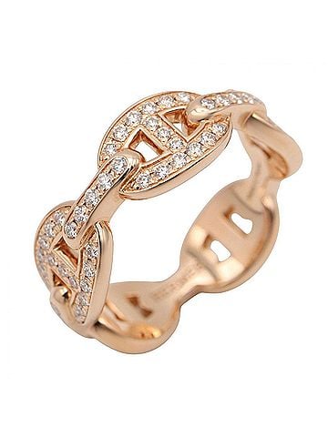 Hermès Hermes HERMES Enchainée PM Diamond Ring, Jewelry, 18KPG (Pink Gold), Diamond, Women's, Clear/Gold Tone (view 1)