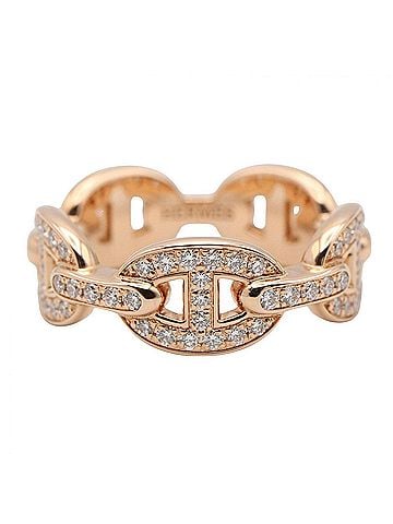 Hermès Hermes HERMES Enchainée PM Diamond Ring, Jewelry, 18KPG (Pink Gold), Diamond, Women's, Clear/Gold Tone (view 2)