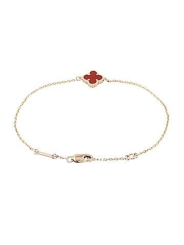Van Cleef & Arpels Van Cleef &amp; Arpels Sweet Alhambra Bracelet, Carnelian 18KPG (Pink Gold), Carnelian, Women's, Gold/Red Tone, VCARN59K00 (view 2)
