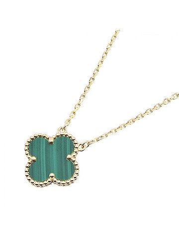 Van Cleef & Arpels Van Cleef &amp; Arpels Vintage Alhambra Malachite Necklace, 18K (Yellow Gold), Malachite, Women's, Gold/Green Tones, VCARO9VA00 (view 1)