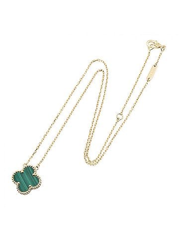Van Cleef & Arpels Van Cleef &amp; Arpels Vintage Alhambra Malachite Necklace, 18K (Yellow Gold), Malachite, Women's, Gold/Green Tones, VCARO9VA00 (view 2)