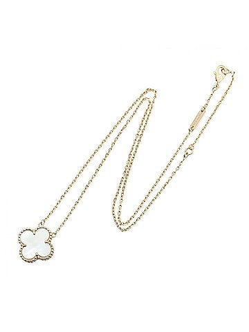 Van Cleef & Arpels Van Cleef &amp; Arpels Vintage Alhambra Mother-of-Pearl Necklace, 18K (Yellow Gold), Mother-of-Pearl, Women's, Gold/White Tones, ARA45900 (view 2)