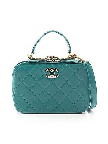 Chanel Chanel Matelassé Top Handle 2-Way Shoulder Bag/Handbag, Leather, Women's, Green (view 1)