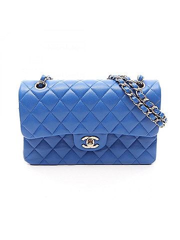 Chanel Chanel Matelassé Double Flap Shoulder Bag/Handbag, Caviar Leather (Grained Calfskin), Women's, Blue (view 1)