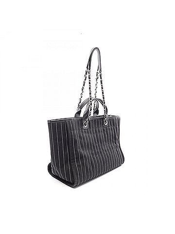 Chanel Chanel Deauville Tote Bag Handbag Canvas Leather Women's Black/White A66941 (view 2)