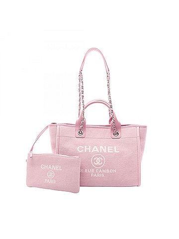 Chanel Chanel Deauville Tote Bag Handbag, Canvas and Leather, Women's, Pink, A67001 (view 1)