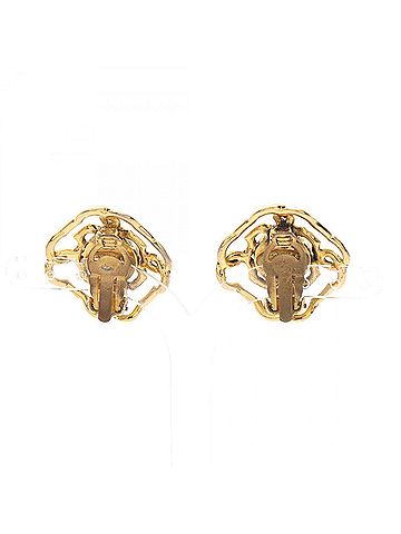 Chanel Chanel Chain Earrings, Gold Plated (GP), Faux Pearl, Women's, Gold/White Tones (view 2)