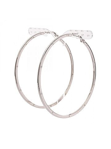 Chanel Chanel Coco Mark Hoop Earrings, Stainless Steel Jewelry, Women's, Silver Tone (view 1)