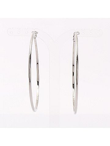 Chanel Chanel Coco Mark Hoop Earrings, Stainless Steel Jewelry, Women's, Silver Tone (view 2)