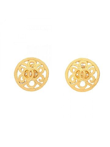 Chanel Chanel Coco Mark Circle Earrings, Gold Plated (GP), Women's, Tone (view 1)