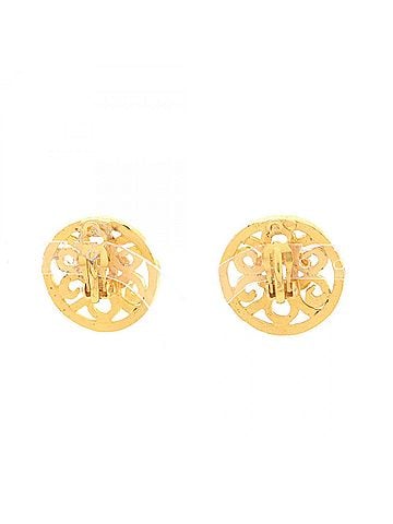 Chanel Chanel Coco Mark Circle Earrings, Gold Plated (GP), Women's, Tone (view 2)