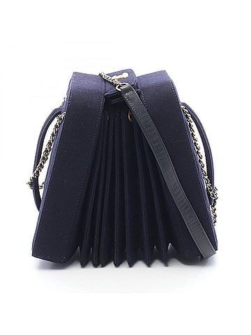 Chanel Chanel Accordion Shoulder Bag/Handbag, Wool, Women's, Navy (view 1)