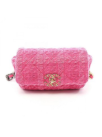 Chanel Chanel CHANEL CHANEL19 Matelassé Combination Hardware Waist Bag Handbag Fabric Leather Women's Pink (view 1)
