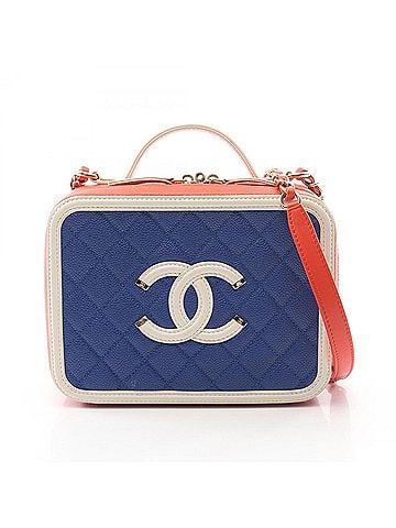 Chanel Chanel CC Figley Vanity Bag, Shoulder Handbag, Caviar Skin (Grained Calfskin), Women's, Blue, White, Red (view 1)