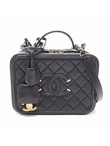 Chanel Chanel CC Figley Vanity Bag, 2-Way Shoulder Bag/Handbag, Caviar Skin (Grained Calfskin), Women's, Black, A93343 (view 1)