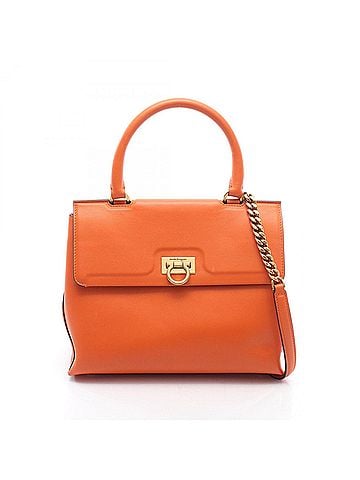 Salvatore Ferragamo Salvatore Ferragamo Gancini 2-Way Handbag, Leather, Women's, Orange (view 1)