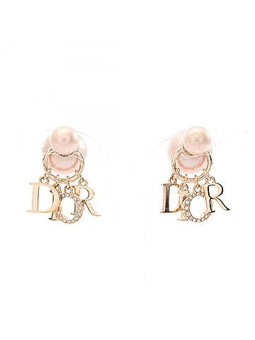 Christian Dior Christian Dior Dior Tribales Tribal Earrings Jewelry GP (Gold Plated) Faux Pearl Rhinestone Women's Gold Tones Pink (view 1)
