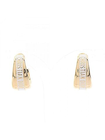 Christian Dior Christian Dior Dior Code Hoop Earrings, Gold Plated (GP), Women's, Gold/White Tones (view 2)
