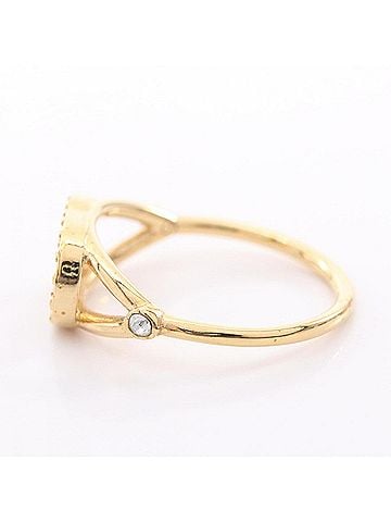 Christian Dior Christian Dior Dior CD logo ring, gold-plated (GP) with rhinestones, women's, gold-toned, clear. (view 2)