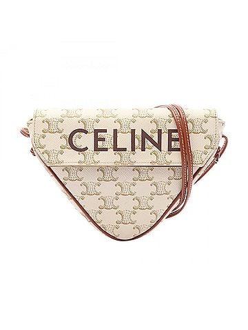 Céline Celine Triomphe Triangle Mini Shoulder Bag/Handbag, Coated Canvas and Leather, Women's, Ivory/Brown, 195902 (view 1)