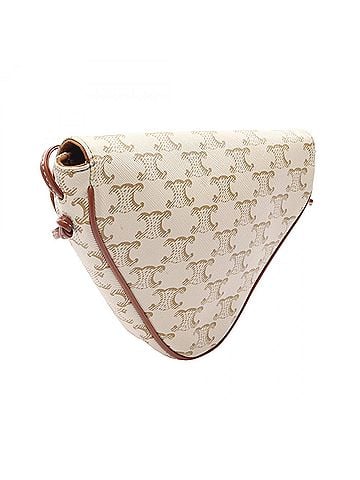 Céline Celine Triomphe Triangle Mini Shoulder Bag/Handbag, Coated Canvas and Leather, Women's, Ivory/Brown, 195902 (view 2)