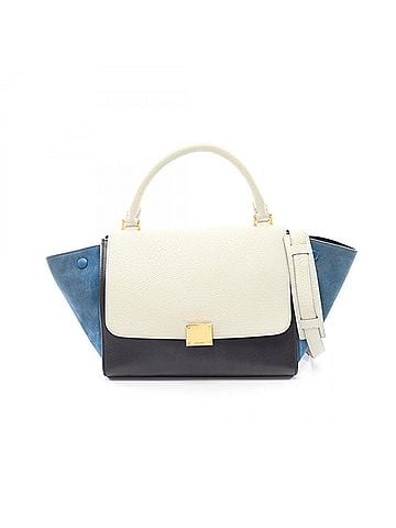 Céline Celine Trapeze Small 2-Way Handbag, Leather/Suede, Women's, Ivory, Black, Blue (view 1)