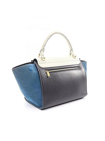 Céline Celine Trapeze Small 2-Way Handbag, Leather/Suede, Women's, Ivory, Black, Blue (view 2)