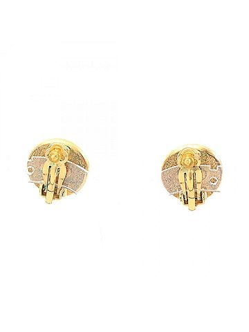 Chanel Chanel logo round earrings, gold-plated (GP) faux pearl, women's, gold and white tones. (view 2)