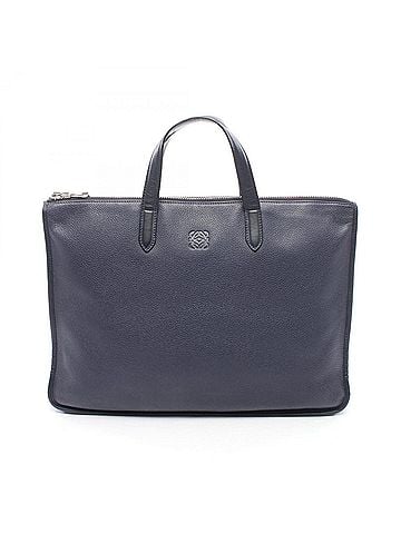 Loewe Loewe Anagram Briefcase Handbag, Leather, Men's, Navy/Black (view 1)