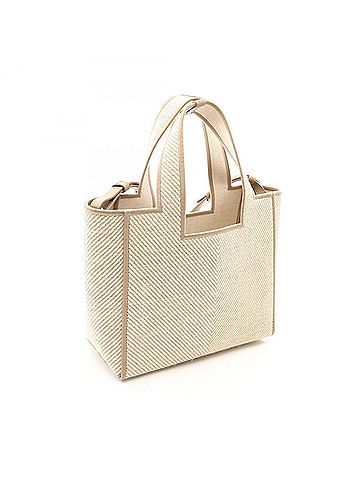 Loewe Loewe Font Tote Small 2-Way Bag/Handbag, Canvas and Leather, Women's, Beige (view 2)