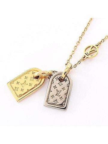 Louis Vuitton Louis Vuitton Nanogram Necklace, Gold Plated Stainless Steel, Women's, Gold/Silver Tone, M63141 (view 1)