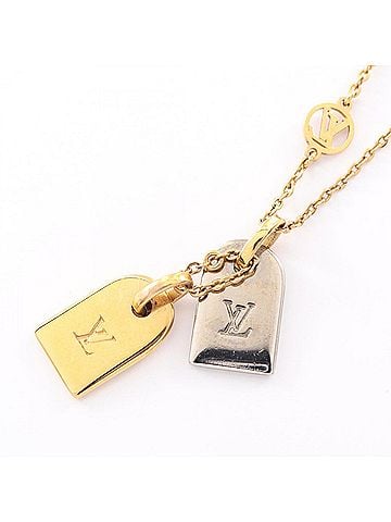 Louis Vuitton Louis Vuitton Nanogram Necklace, Gold Plated Stainless Steel, Women's, Gold/Silver Tone, M63141 (view 2)