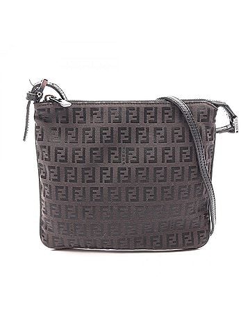 Fendi Fendi Zucchino Shoulder Bag/Handbag, Canvas and Leather, Women's, Brown/Black (view 1)