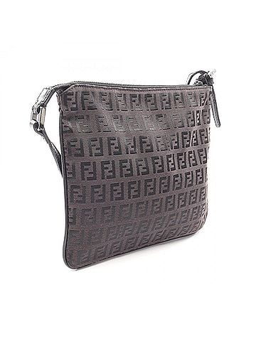 Fendi Fendi Zucchino Shoulder Bag/Handbag, Canvas and Leather, Women's, Brown/Black (view 2)