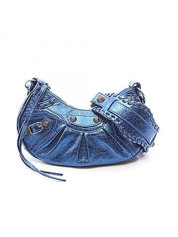 Balenciaga Balenciaga LE CAGOLE XS Metallic Shoulder Bag Handbag Leather Women's Blue (view 1)