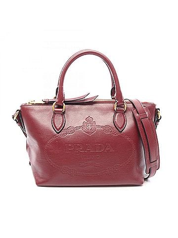 Prada Prada 2-way handbag, leather, women's, burgundy. (view 1)