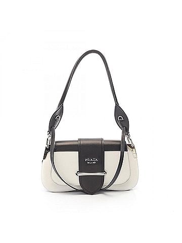 Prada Prada Sydney Shoulder Bag/Handbag, Leather, Women's, Black/White, 1BD168 (view 1)