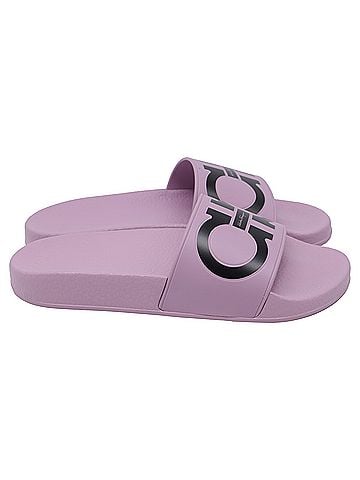 Salvatore Ferragamo Salvatore Ferragamo Groovy Dual Gancini Slide Sandals in Purple Rubber (view 1)