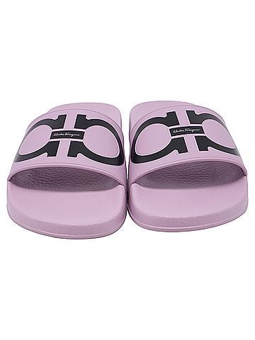 Salvatore Ferragamo Salvatore Ferragamo Groovy Dual Gancini Slide Sandals in Purple Rubber (view 2)
