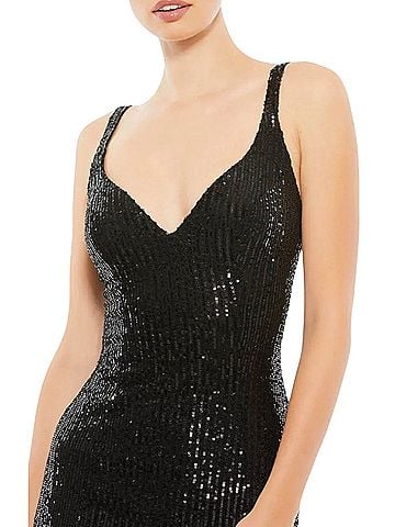 IEENA for Mac Duggal Ieena Mac Duggal Black Fully Sequined Scoop Back Gown 12 Wedding Stretch 26443 Cocktail Dress (view 2)