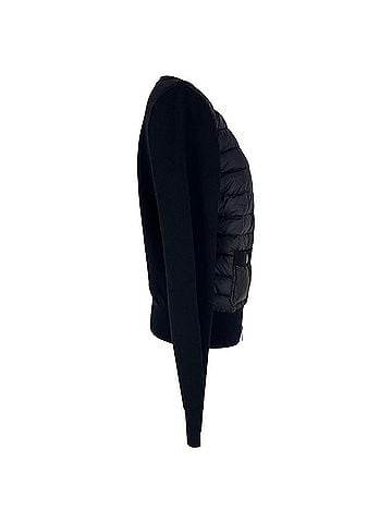 Moncler Moncler Zip-Up Down Knit Cardigan in Black Polyamide (view 2)