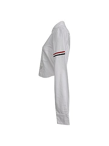 Thom Browne Thom Browne White Oxford Armband Cropped Round Collar Shirt in White Cotton (view 2)