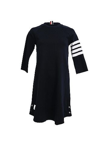 Thom Browne Thom Browne 4-Bar Loopback Sweatshirt Mini Dress in Black Cotton (view 1)