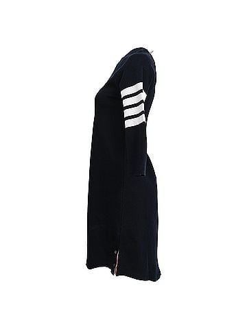 Thom Browne Thom Browne 4-Bar Loopback Sweatshirt Mini Dress in Black Cotton (view 2)