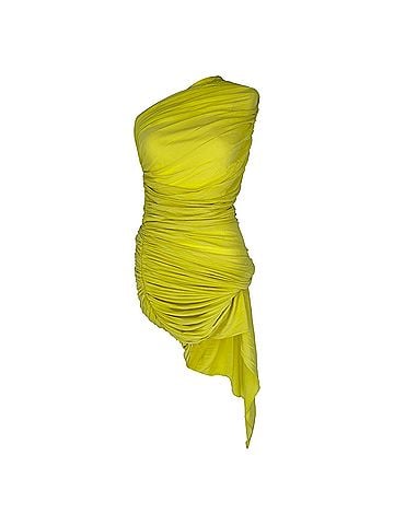 Alaïa Alaïa Second Skin Ruched Maxi Dress in Yellow Viscose (view 1)
