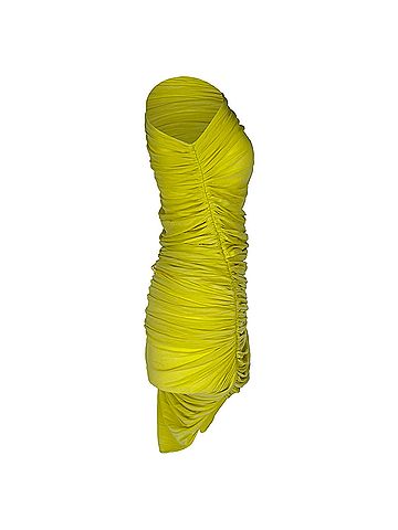 Alaïa Alaïa Second Skin Ruched Maxi Dress in Yellow Viscose (view 2)