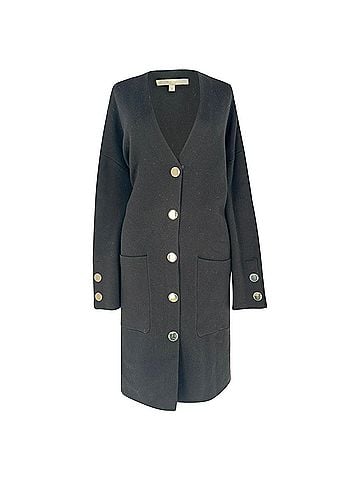 Maje Maje Button-Down Coat in Black Acrylic (view 1)