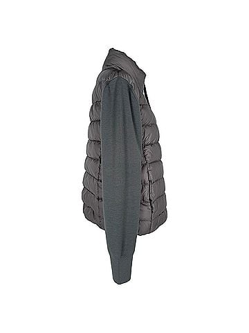 Moncler Moncler Zip-Up Down Knit Jacket in Grey Polyamide (view 2)